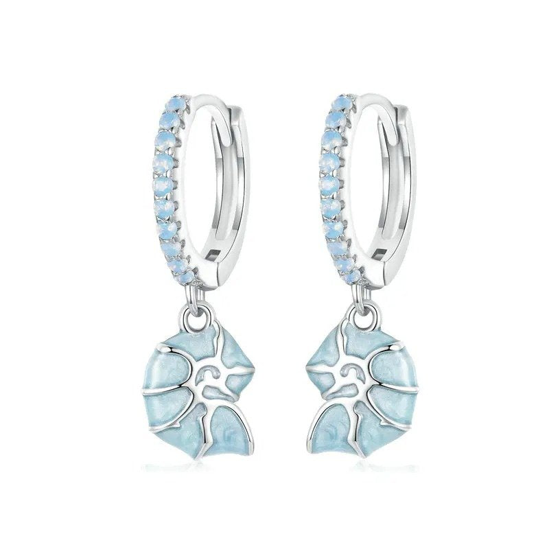 Boucles d'oreilles hypoallergéniques en forme de goutte de coquillage bleu