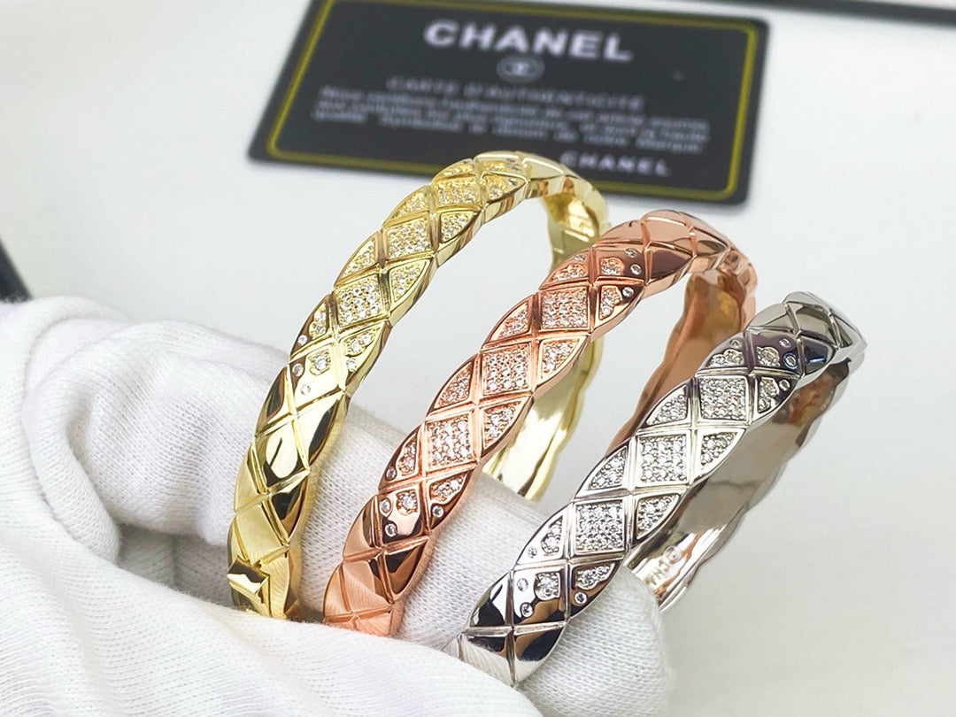 [ElanLuxe Jewelry]KOKO CRUSH HALF DIAMONDS GLOD SILVER ROSE GOLD