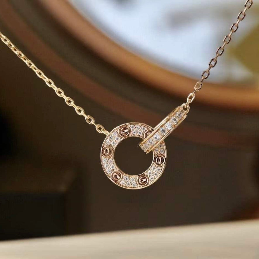[ElanLuxe Jewelry]LOVE  FULL DIAMOND PENDANT NECKLACE