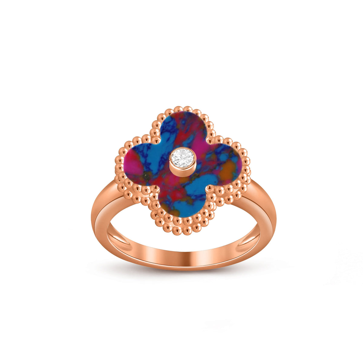 [ElanLuxe Jewelry]CLOVER DIAMOND RING ROSE GOLD COLLECTION