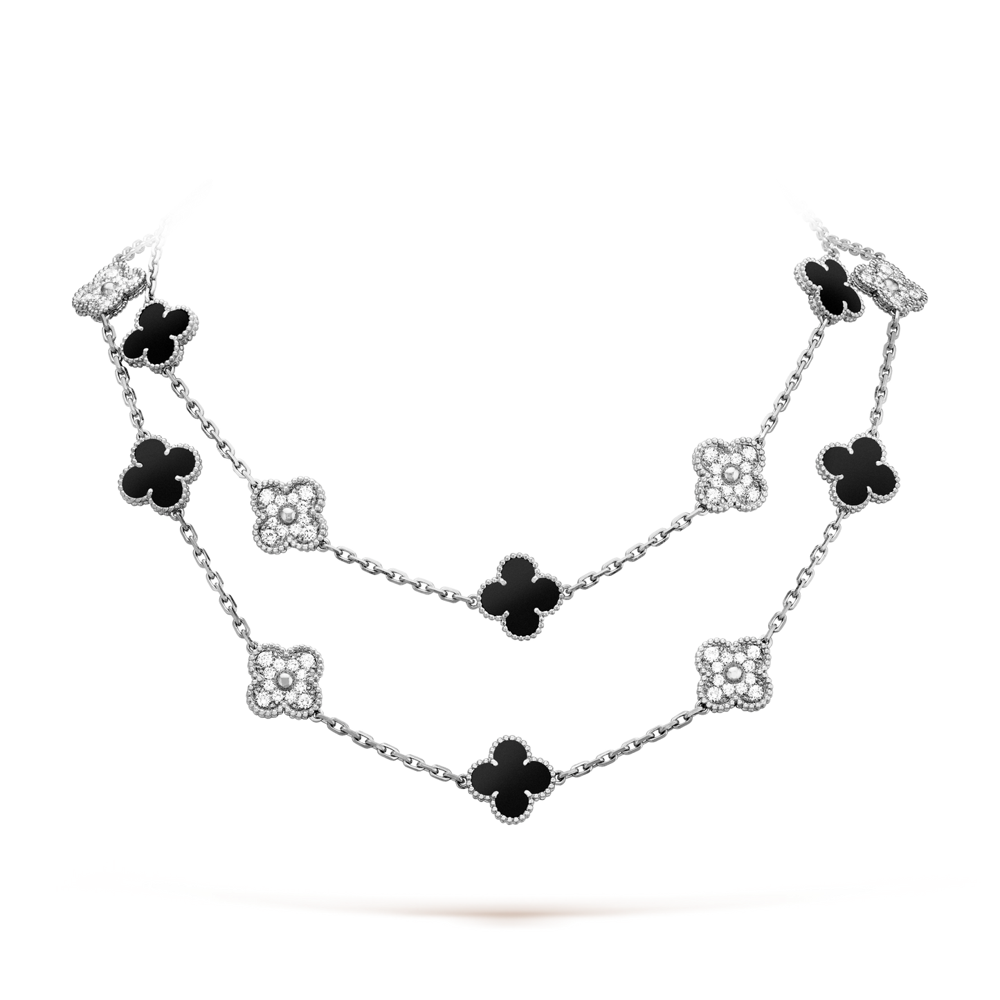 [ElanLuxe Jewelry]CLOVER 20 MOTIFS ONYX DIAMOND SILVER