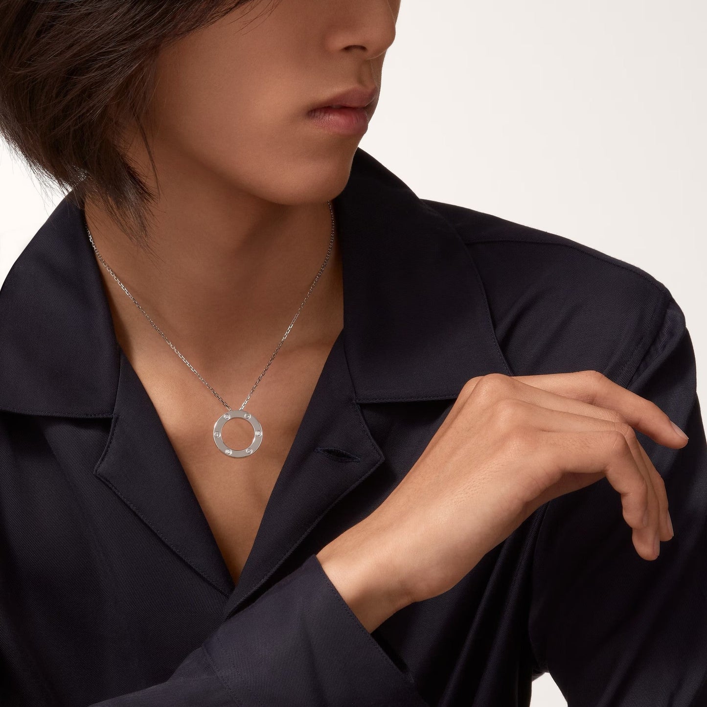[ElanLuxe Jewelry]LOVE NECKLACE 16MM 3 DIAMONDS