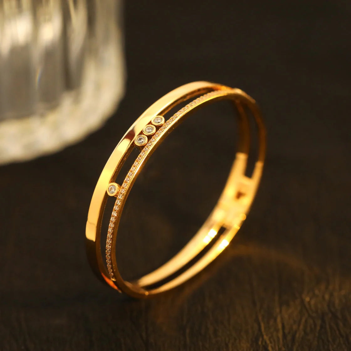 [ElanLuxe Jewelry]Move Romane Diamond Bangle Bracelet