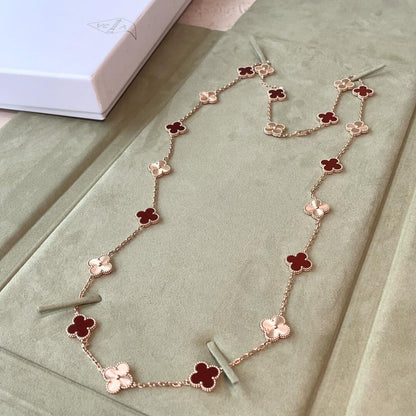 [ElanLuxe Jewelry]CLOVER 20 MOTIFS LASER CARNELIAN NECKLACE