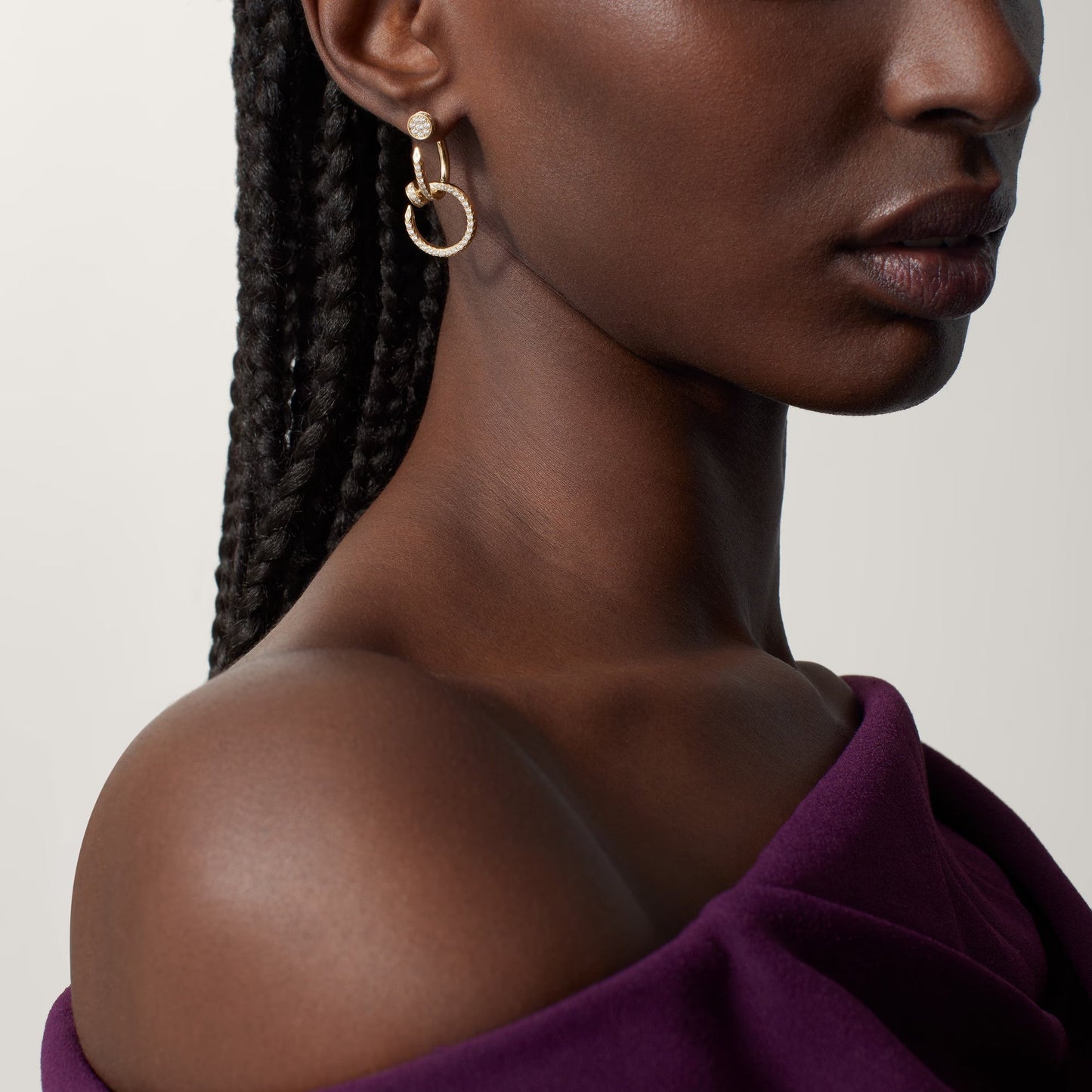[ElanLuxe Jewelry]JUSTE FULL DIAMOND DOUBLE EARRINGS