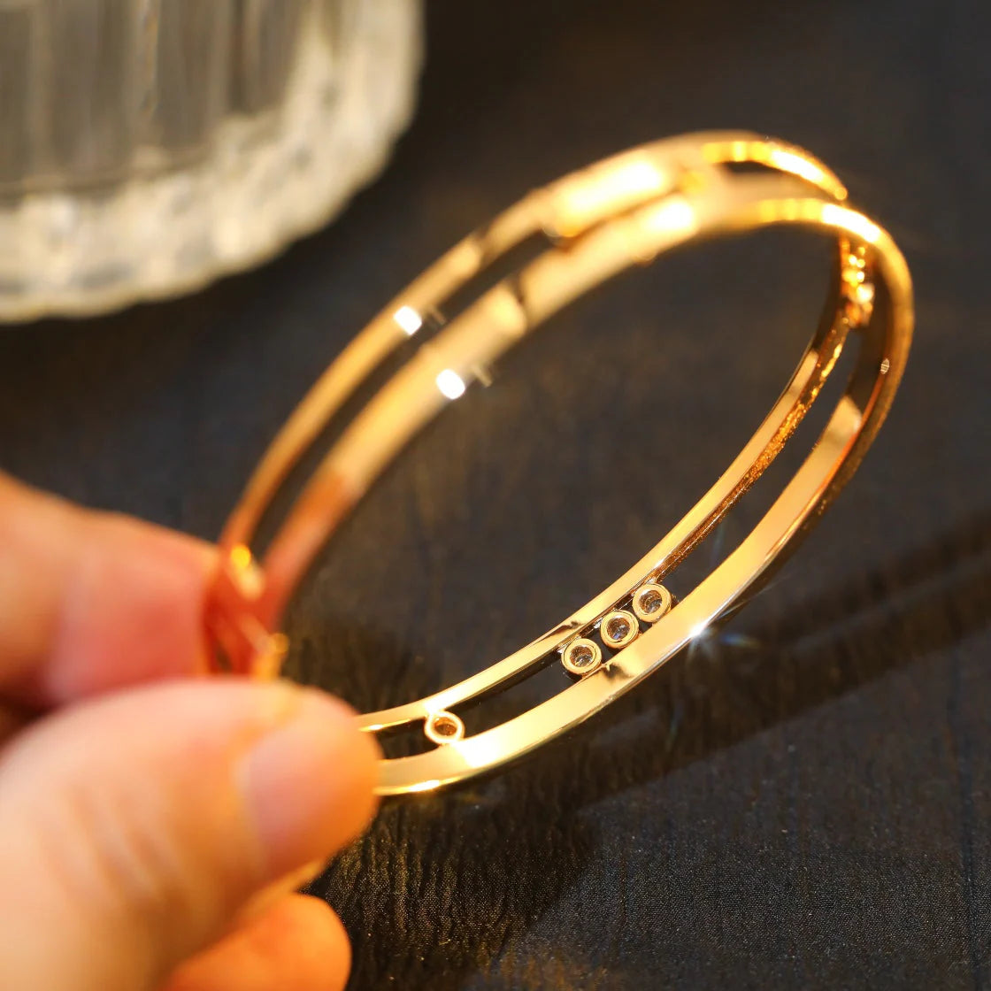 [ElanLuxe Jewelry]Move Romane Diamond Bangle Bracelet