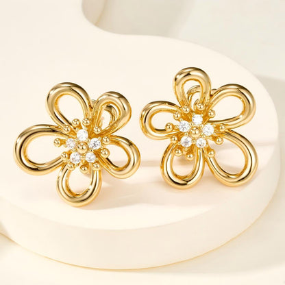 [Elanluxe Jewelry] FLOWERLACE EARRING 5 DIAMONDS
