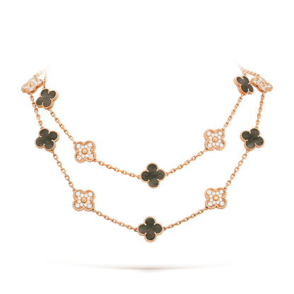 [ElanLuxe Jewelry]CLOVER 20 MOTIFS DARK MOP DIAMOND  NECKLACE