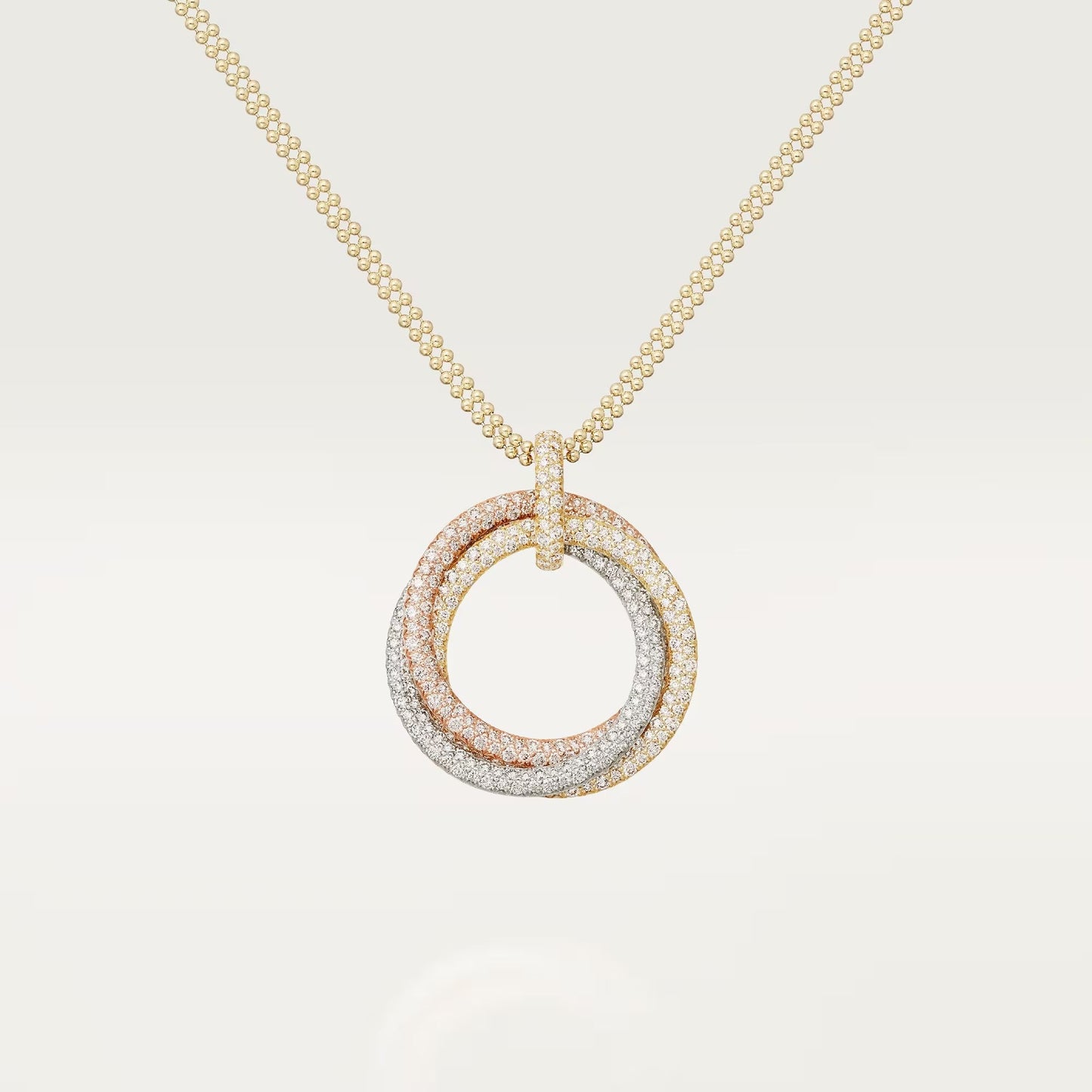 [ElanLuxe Jewelry]TRINITY LARGE FULL DIAMOND  NECKLACE