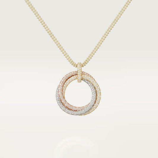 [ElanLuxe Jewelry]TRINITY LARGE FULL DIAMOND  NECKLACE