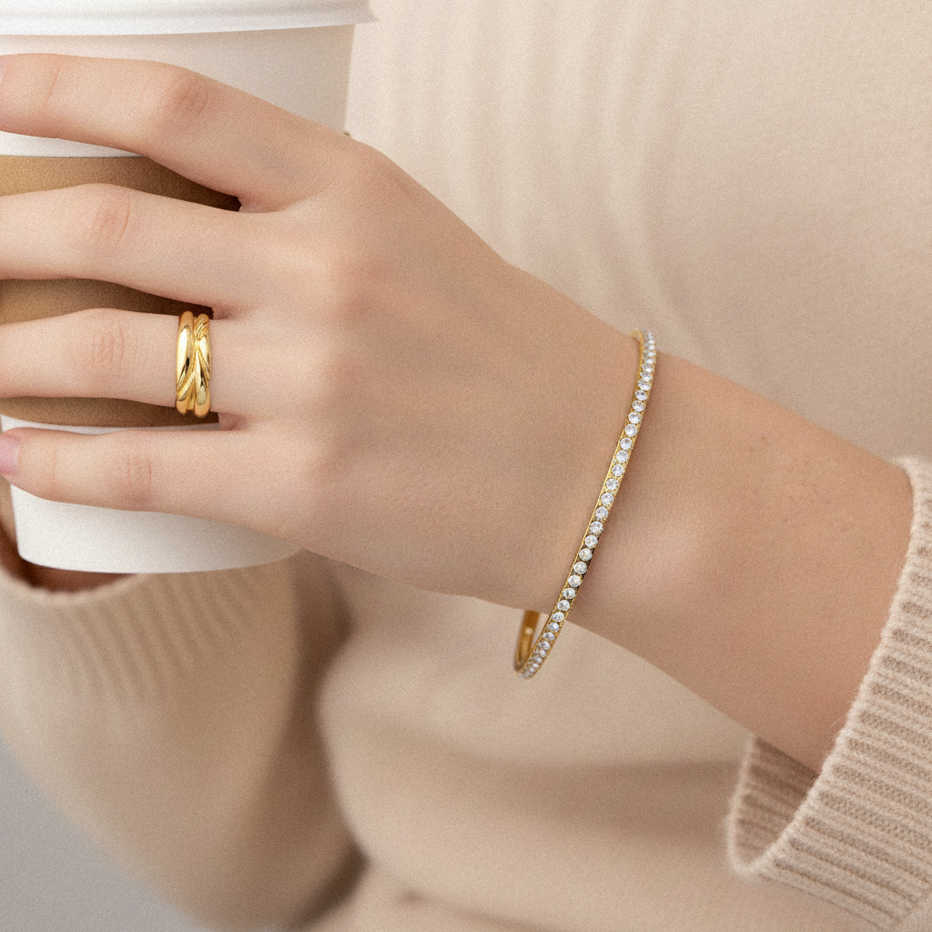 [ElanLuxe]Kalista Diamond Gold Bangle