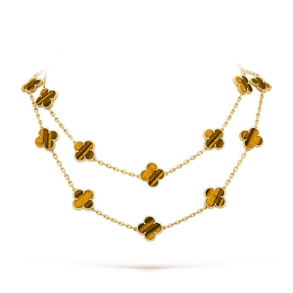 [ElanLuxe Jewelry]CLOVER 20 MOTIFS TIGER EYE ROSE GOLD