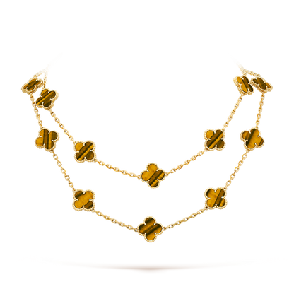 [ElanLuxe Jewelry]CLOVER 20 MOTIFS TIGER EYE ROSE GOLD