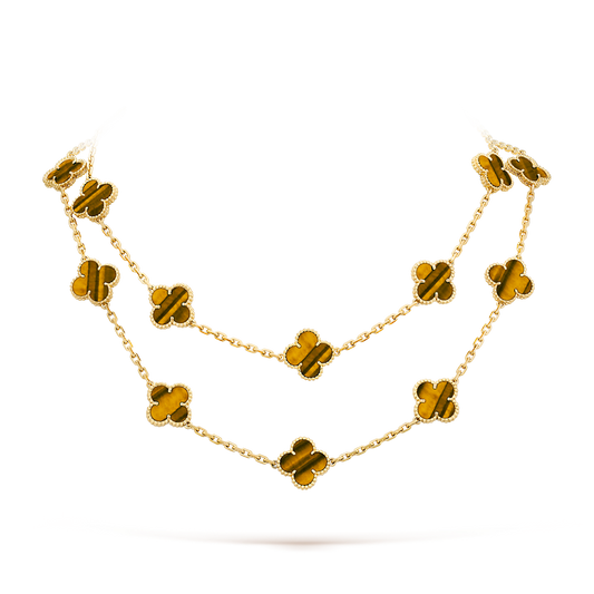 [ElanLuxe Jewelry]CLOVER 20 MOTIFS TIGER EYE ROSE GOLD