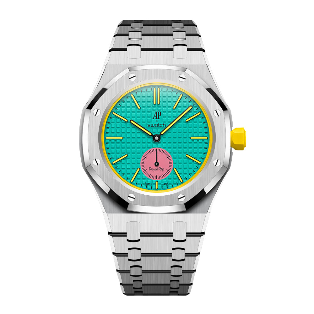Strap For Ap Swatch Royal Oak Pop Exclusive Steel Case & Strap Full‑wrap Embedded Watch Band