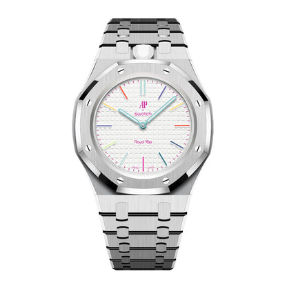 Strap For Ap Swatch Royal Oak Pop Exclusive Steel Case & Strap Full‑wrap Embedded Watch Band