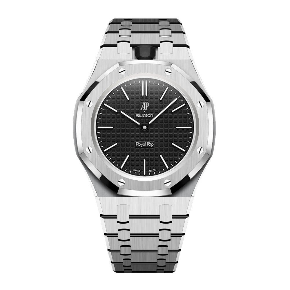 Strap For Ap Swatch Royal Oak Pop Exclusive Steel Case & Strap Full‑wrap Embedded Watch Band