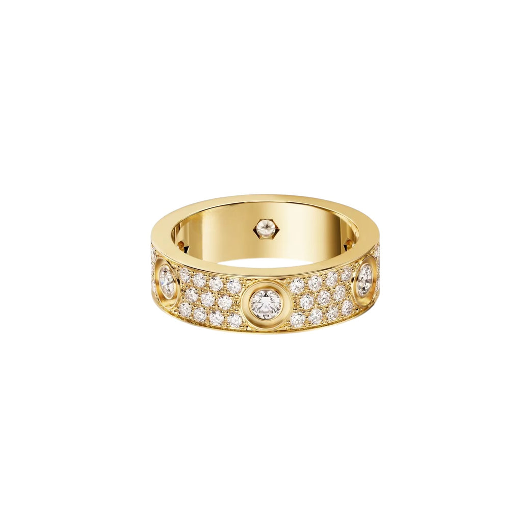 [ElanLuxe Jewelry]LOVE 5.5MM FULL-PAVE 6-DIAMOND RING