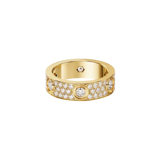 [ElanLuxe Jewelry]LOVE 5.5MM FULL-PAVE 6-DIAMOND RING