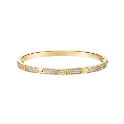 [ElanLuxe Jewelry] JUSTE Diamond & LOVE Diamond-Paved Bracelet Stack Set