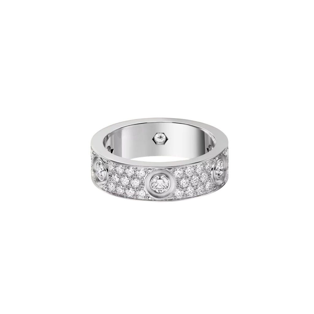 [ElanLuxe Jewelry]LOVE 5.5MM FULL-PAVE 6-DIAMOND RING