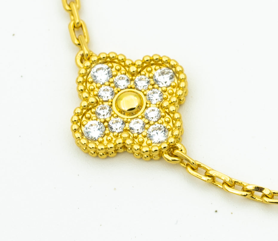 [ElanLuxe Jewelry] CLASH & Clover Laser 5-Motif & LOVE Brushed Bracelet Stack Set