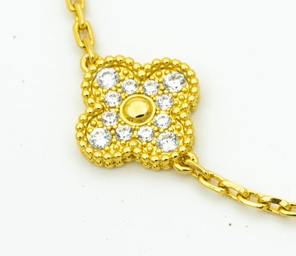 [ElanLuxe Jewelry]CLOVER BRACELET 5 MOTIFS GOLD DIAMOND