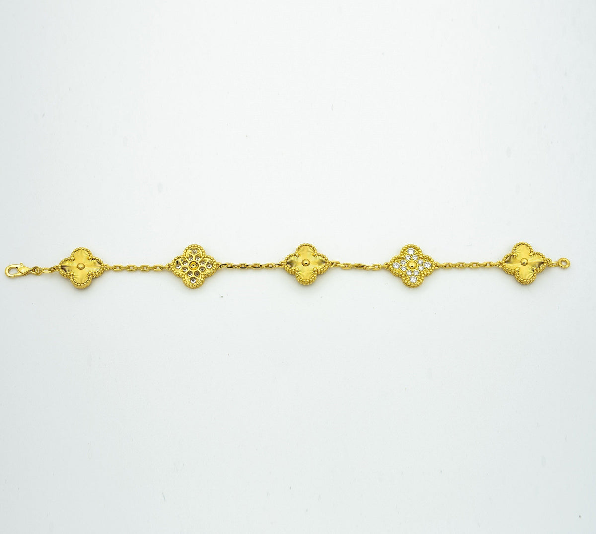 [ElanLuxe Jewelry] CLASH & Clover Laser 5-Motif & LOVE Brushed Bracelet Stack Set