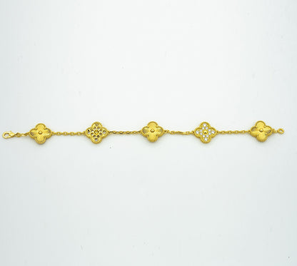 [ElanLuxe Jewelry] CLASH & Clover Laser 5-Motif & LOVE Brushed Bracelet Stack Set