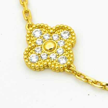 [ElanLuxe Jewelry]CLOVER BRACELET 5 MOTIFS GOLD DIAMOND