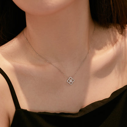 [ElanLuxe Jewelry]Exquisite Flower Shape Princess Cut Necklace