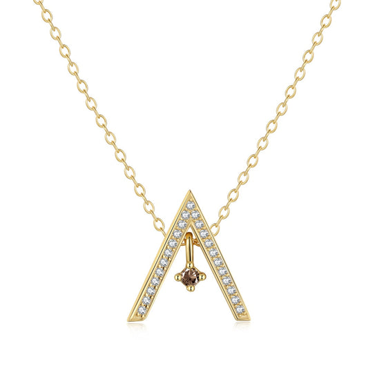 [ElanLuxe Jewelry]Sparkling "A" Shape Necklace