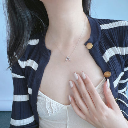 [ElanLuxe Jewelry]Sparkling "A" Shape Necklace