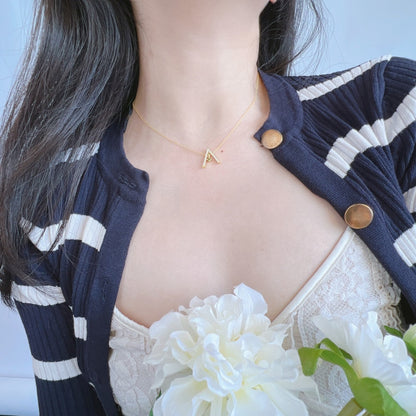 [ElanLuxe Jewelry]Sparkling "A" Shape Necklace