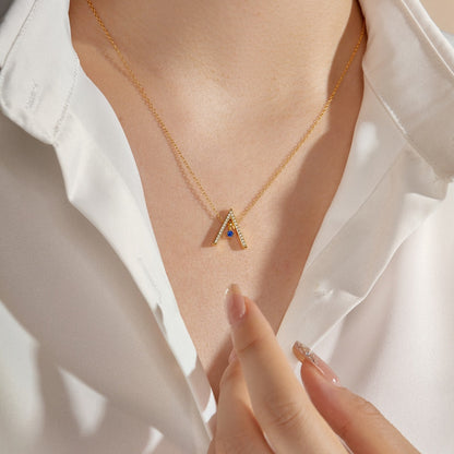 [ElanLuxe Jewelry]Sparkling "A" Shape Necklace