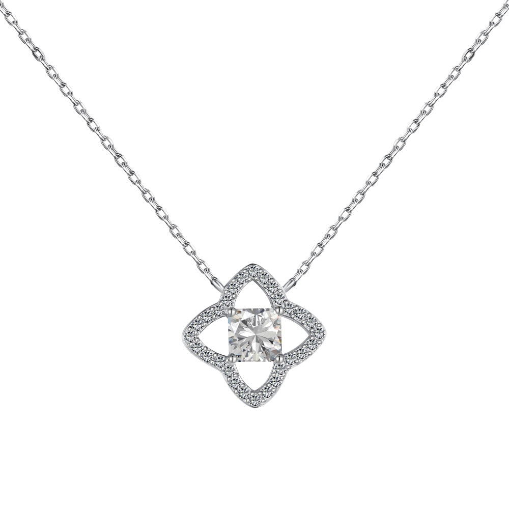 [ElanLuxe Jewelry]Exquisite Flower Shape Princess Cut Necklace