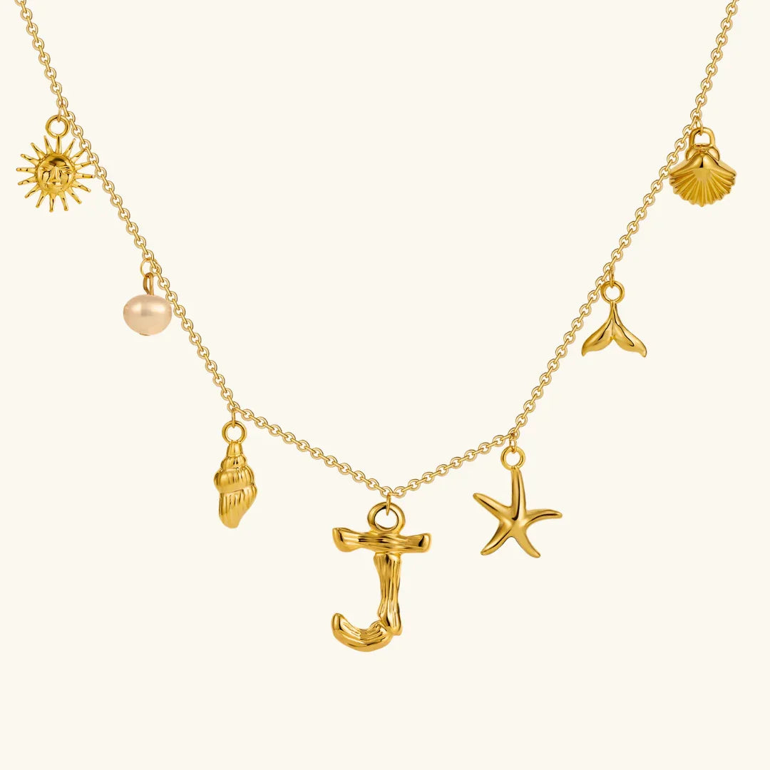 [ElanLuxe]Avaria Ocean Initial Necklace