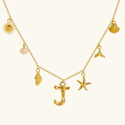 [ElanLuxe]Avaria Ocean Initial Necklace