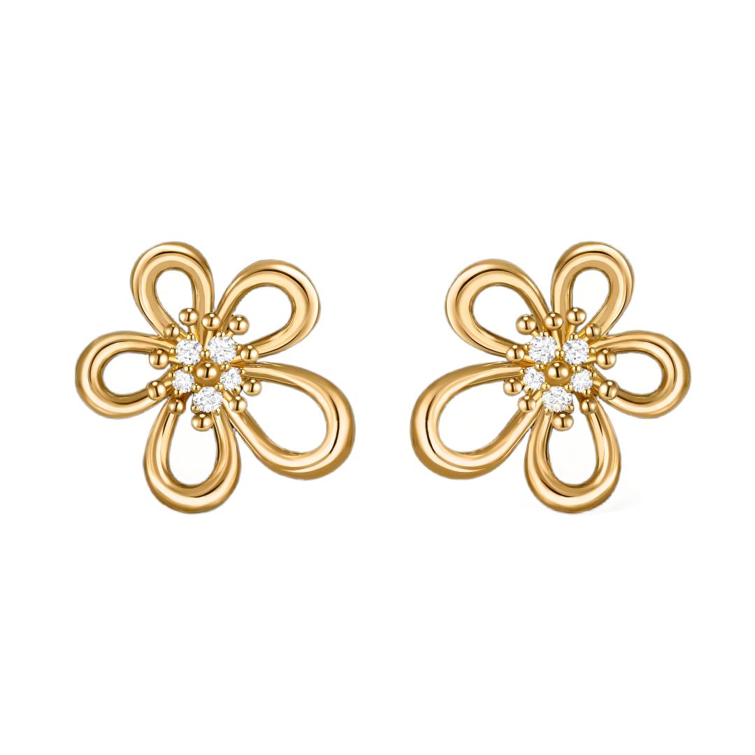 [Elanluxe Jewelry] FLOWERLACE EARRING 5 DIAMONDS