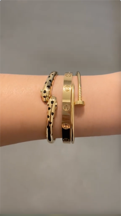 [ElanLuxe Jewelry] Panthère & LOVE  & JUSTE  Diamond Bracelet Stack Set