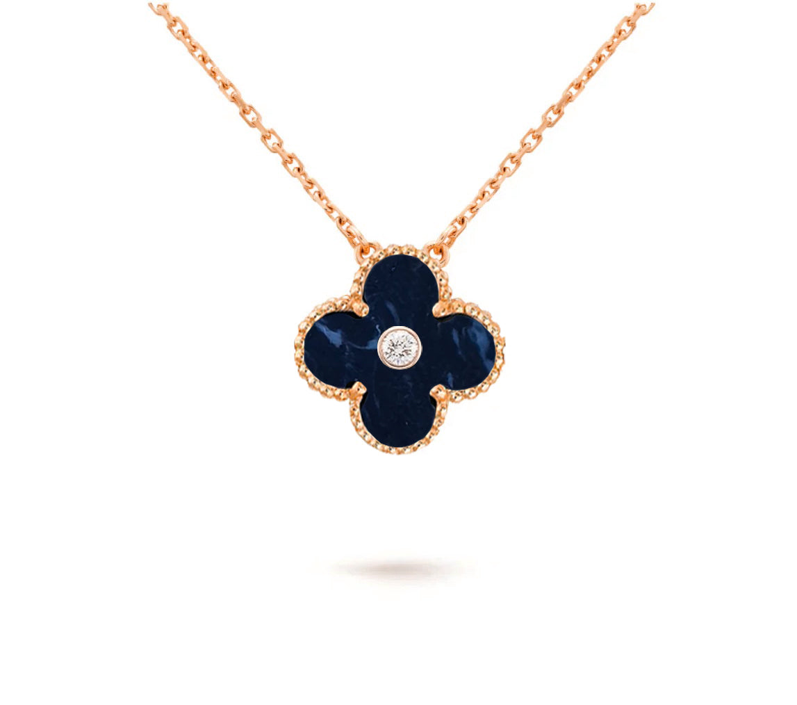[ElanLuxe Jewelry]CLOVER 15MM DIAMOND SINGLE FLOWER NECKLACE COLLECTION