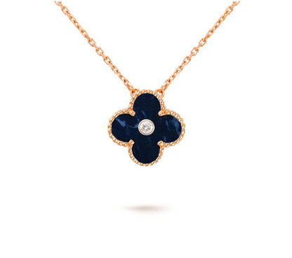 [ElanLuxe Jewelry]CLOVER 15MM DIAMOND SINGLE FLOWER NECKLACE COLLECTION