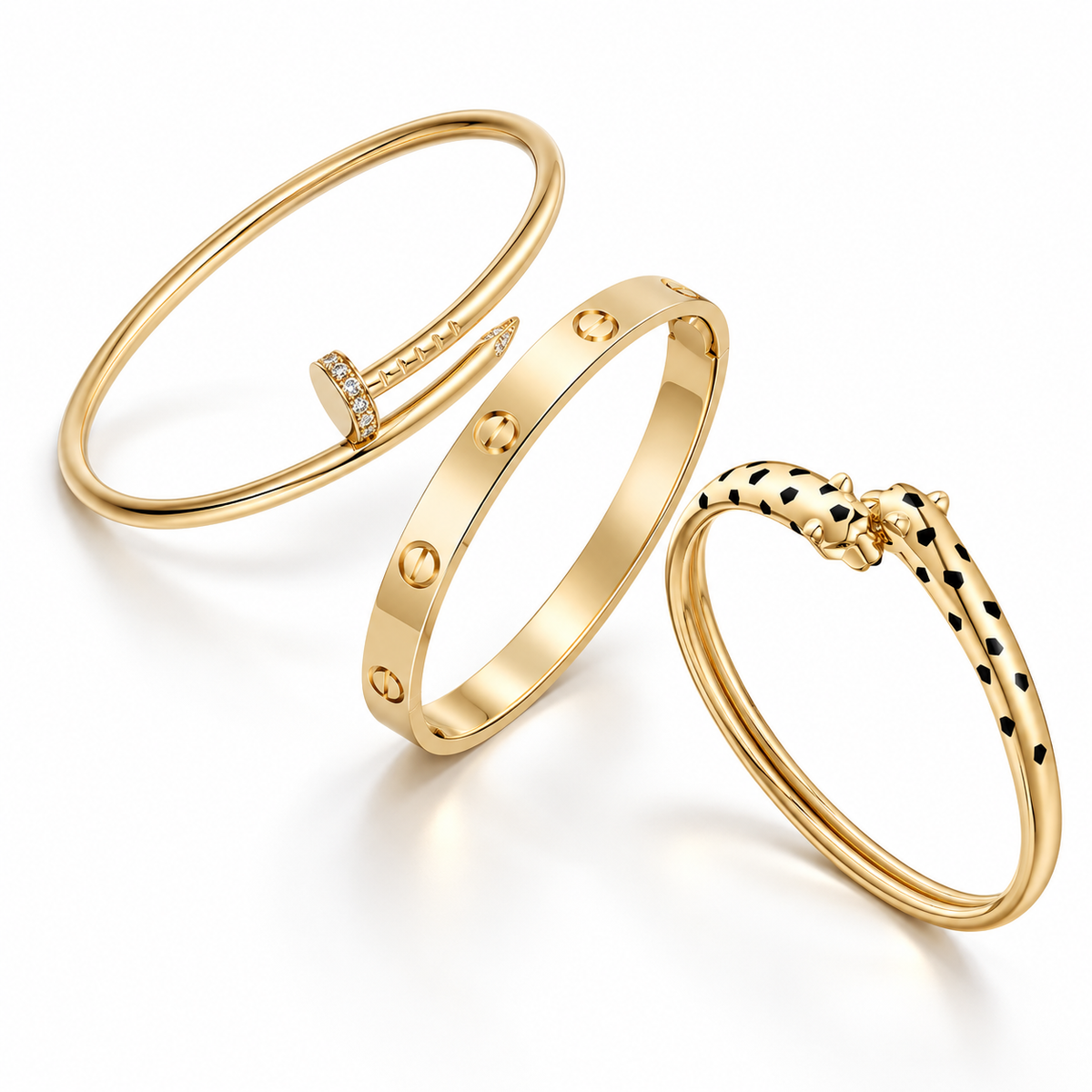 [ElanLuxe Jewelry] Panthère & LOVE  & JUSTE  Diamond Bracelet Stack Set