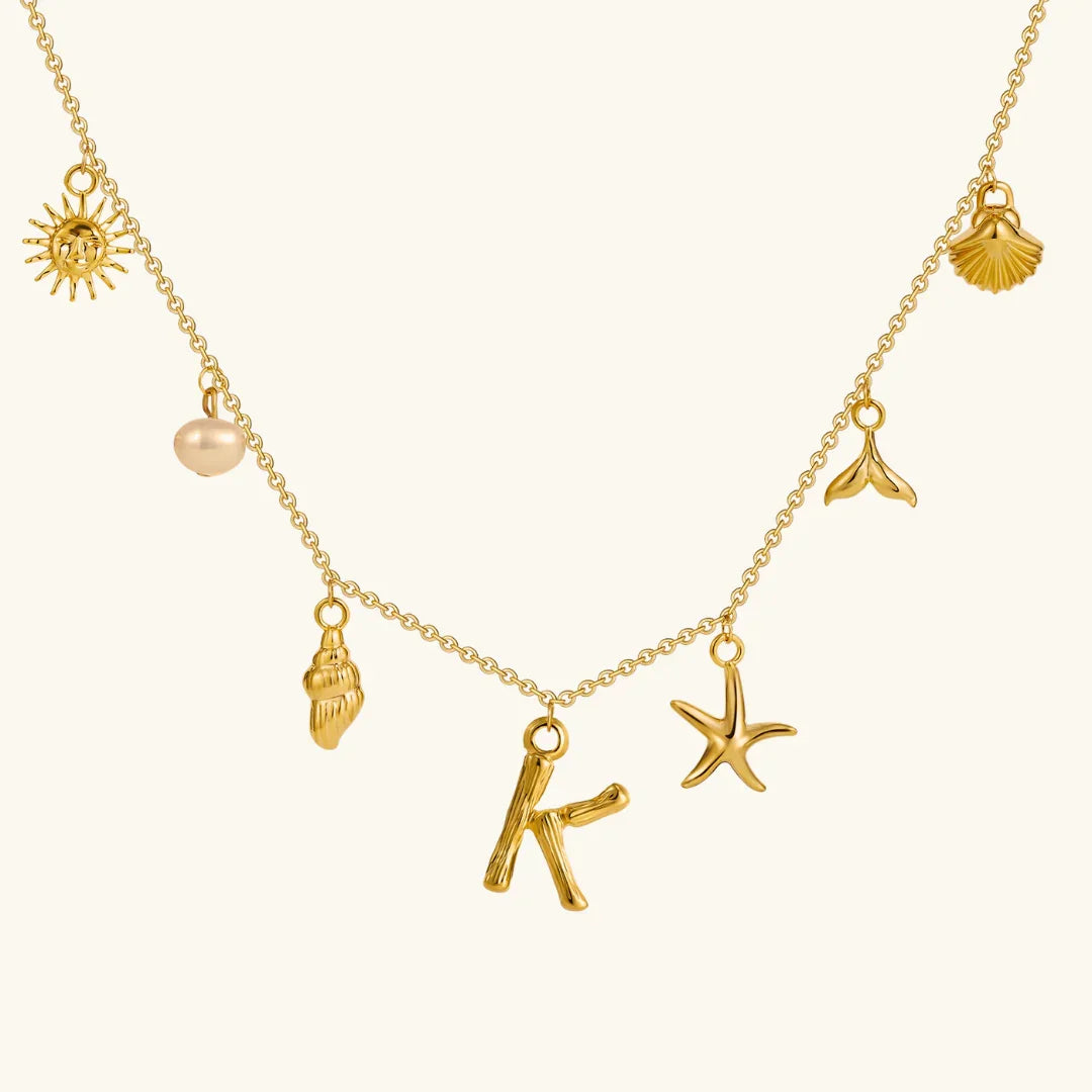 [ElanLuxe]Avaria Ocean Initial Necklace