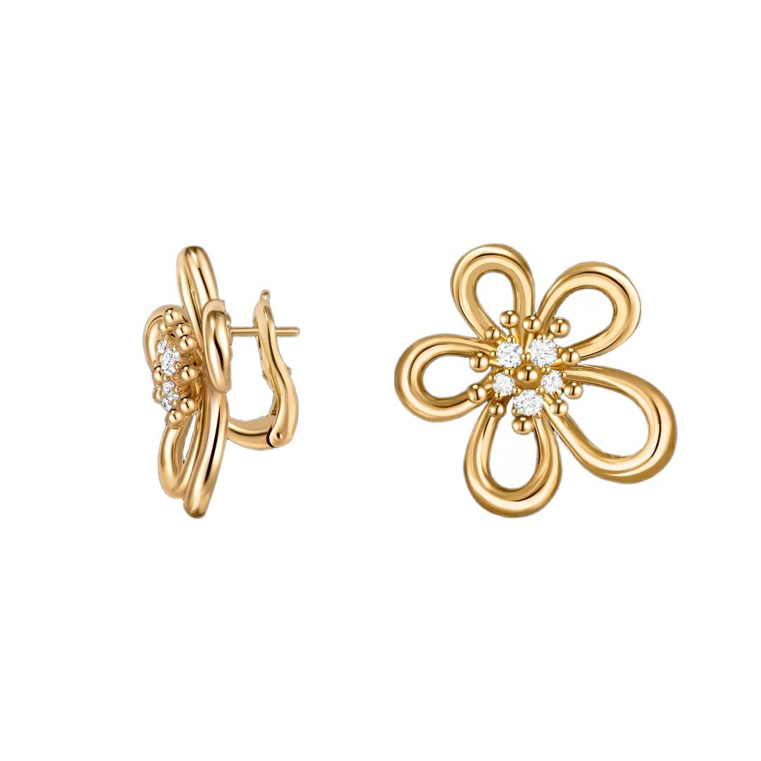 [Elanluxe Jewelry] FLOWERLACE EARRING 5 DIAMONDS