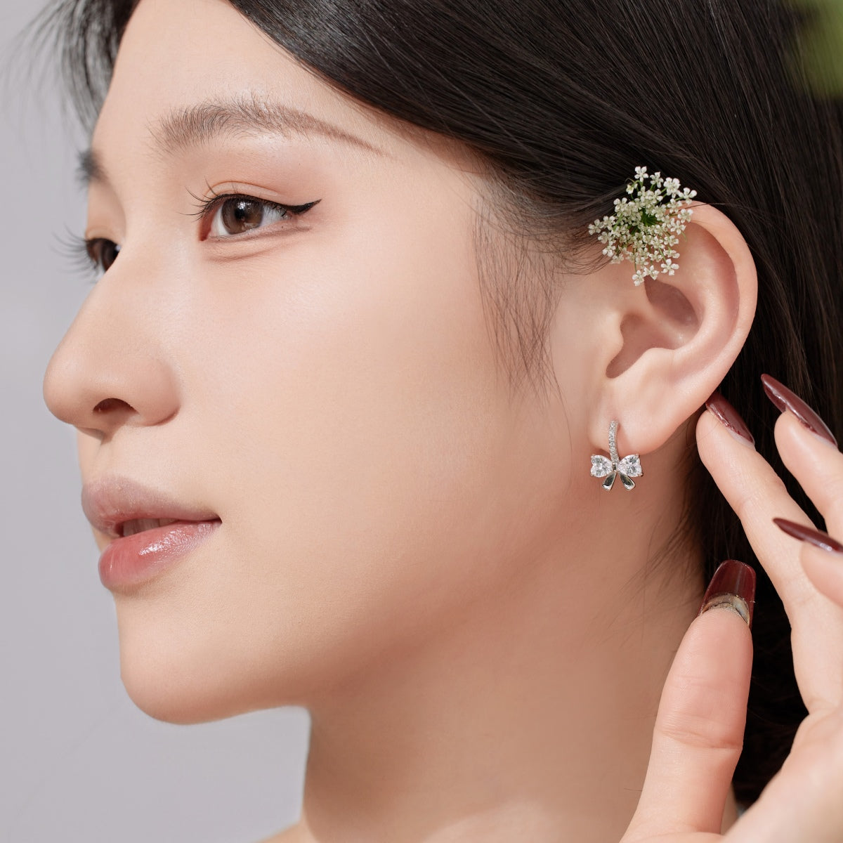 [ElanLuxe Jewelry]Exquisite Earrings With Heart-Shaped Bow Design