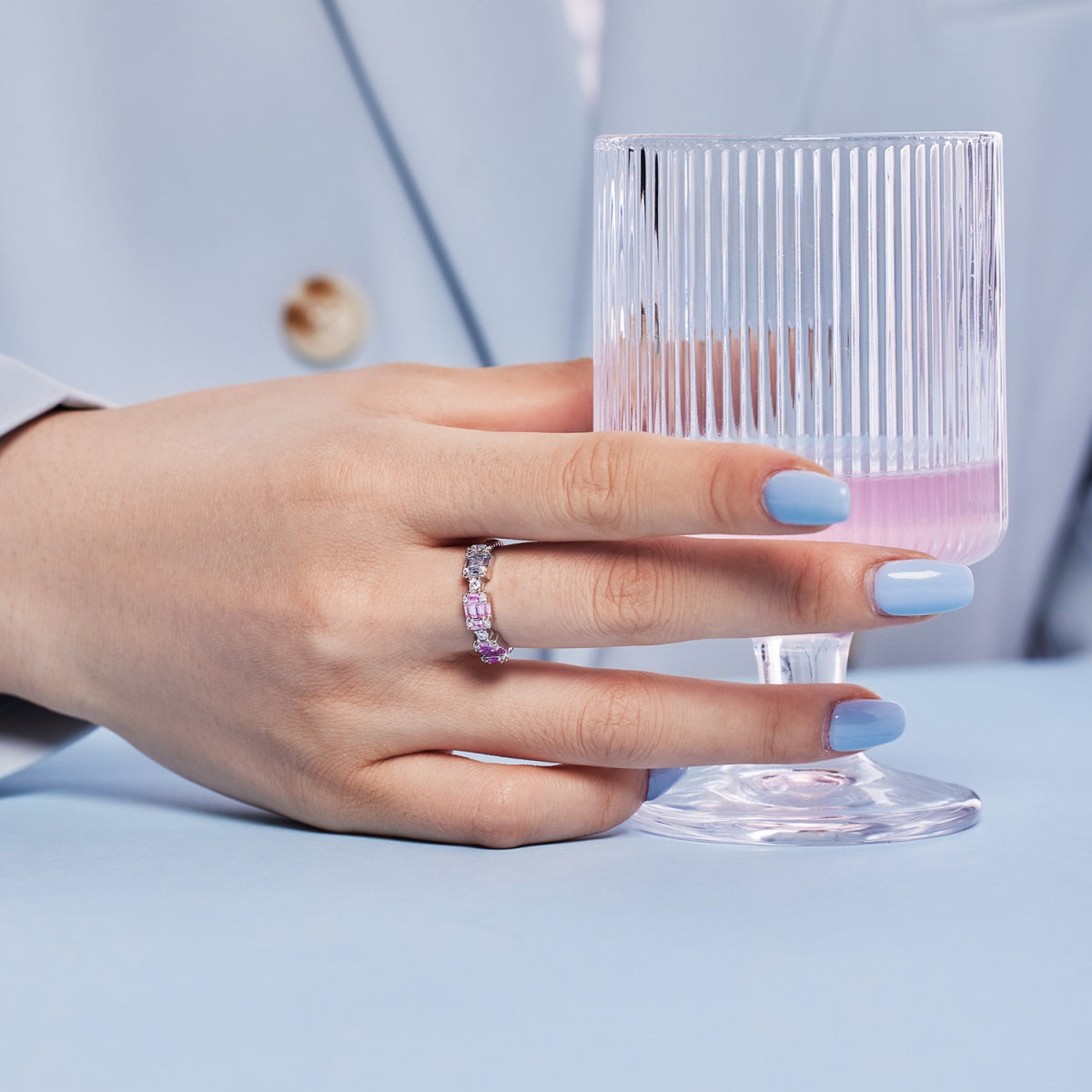 [ElanLuxe Jewelry]Unique Colorful Emerald Cut Party Ring