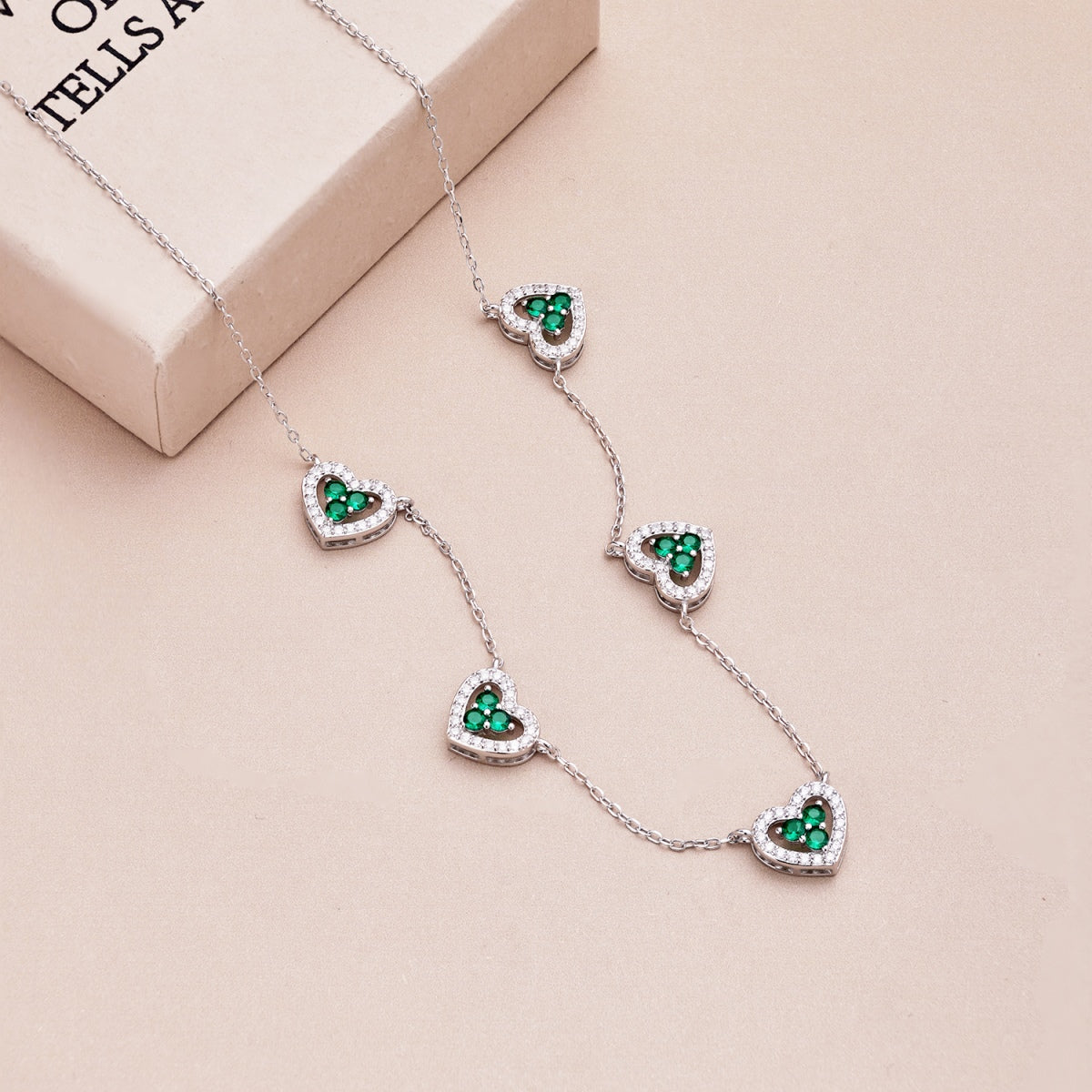 [ElanLuxe Jewelry]Sparkling Five Heart Necklace