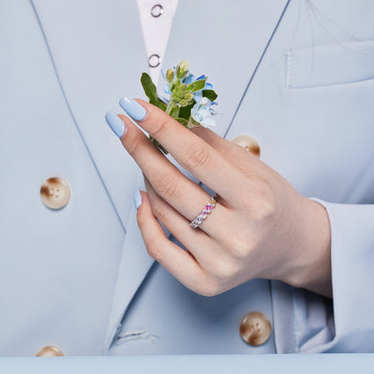 [ElanLuxe Jewelry]Delicate Vibrant Emerald Cut Daily Ring