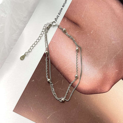 [ElanLuxe Jewelry]Delicate Bead Double Layer Bracelet